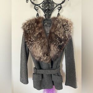 Vintage Gray Fur Collar Coat Jacket The Blum Store 1950’s